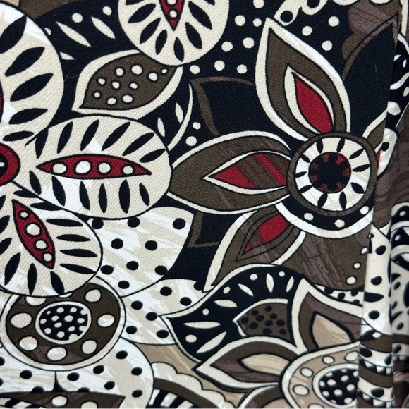 Chico’s 3 (US 16) Brown/Tan Polyester/Spandex Floral Print Elastic Waist Skirt - Picture 2 of 9